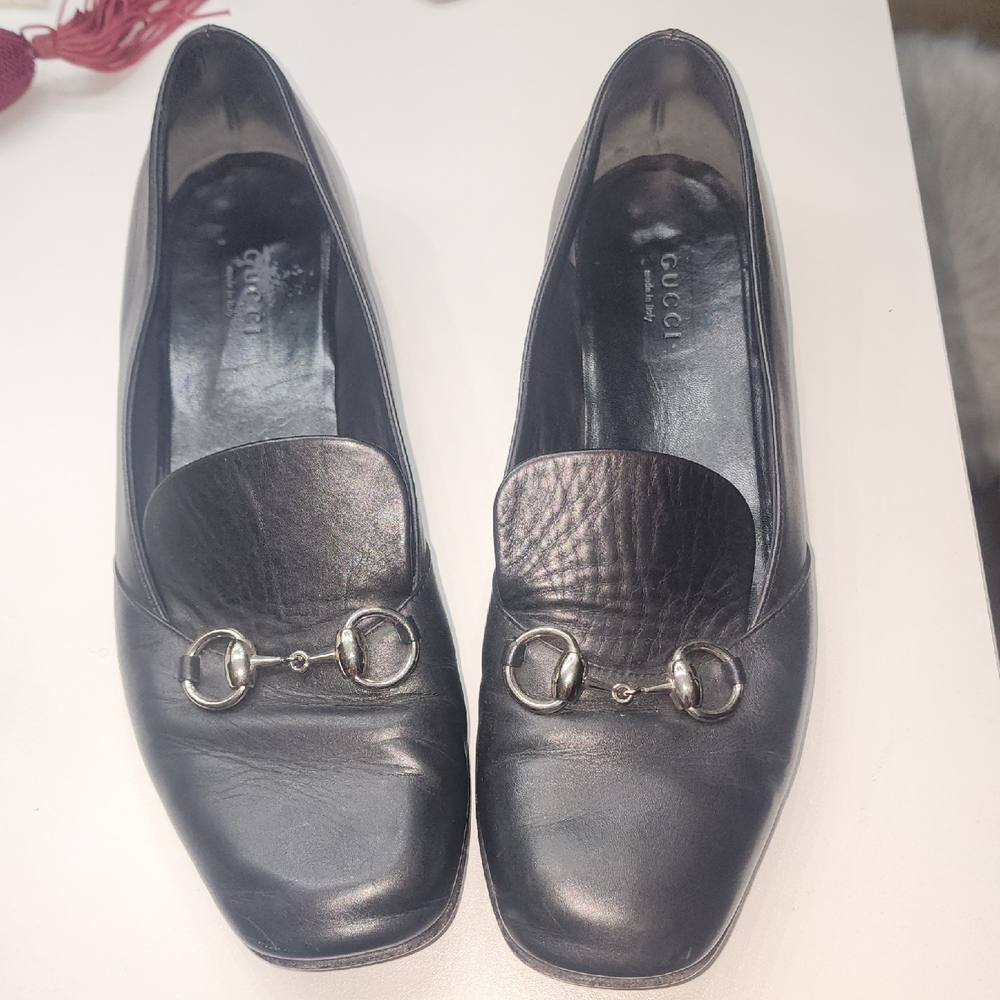 GUCCI REAL LEATHER HORSEBIT EUC LOAFERS SIZE 39.5 PREOWNED